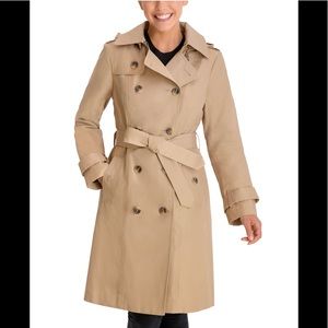 London Fog Double Breasted Hooded Trench Coat S
